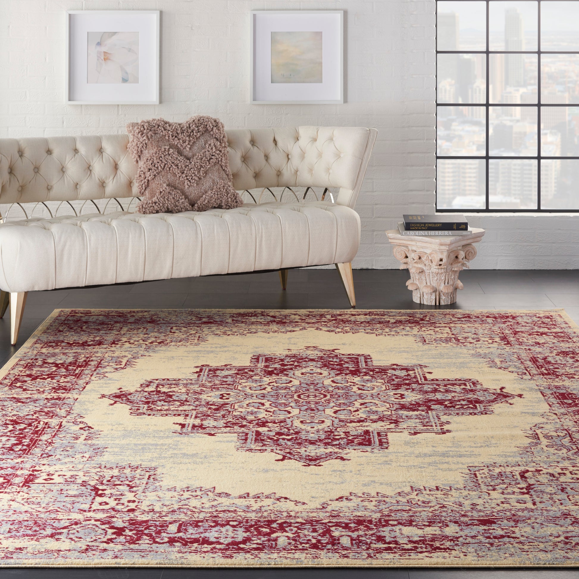 Nourison Home Grafix  Cream Red  Transitional