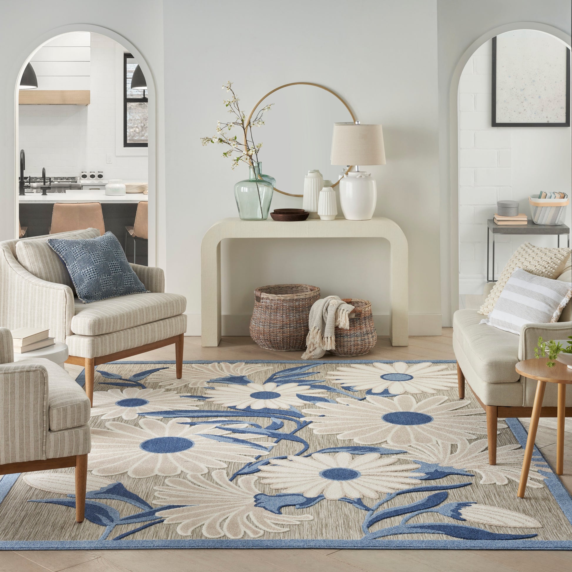 Nourison Home Aloha  Blue Grey  Contemporary