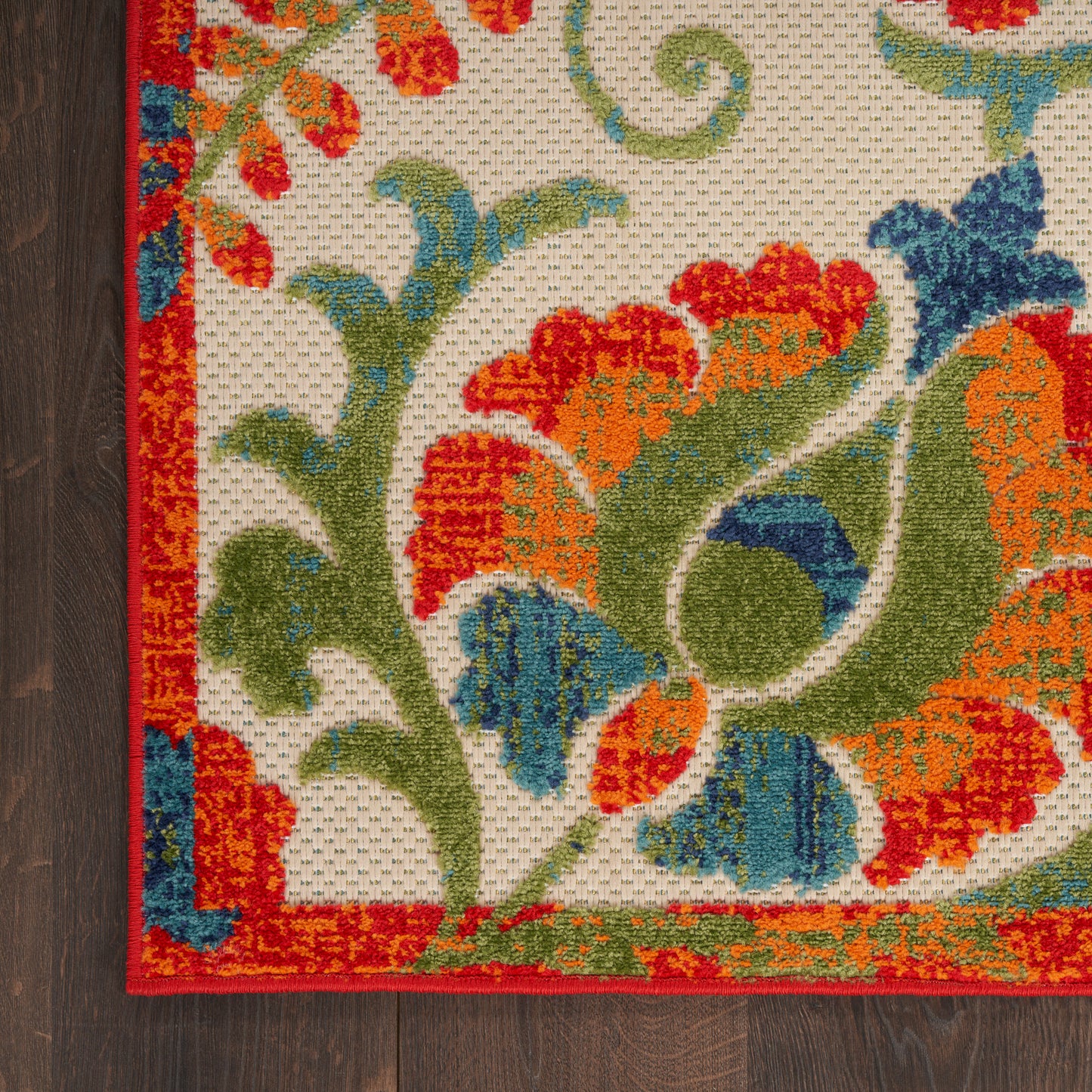 Nourison Home Aloha  Red Multicolor  Contemporary