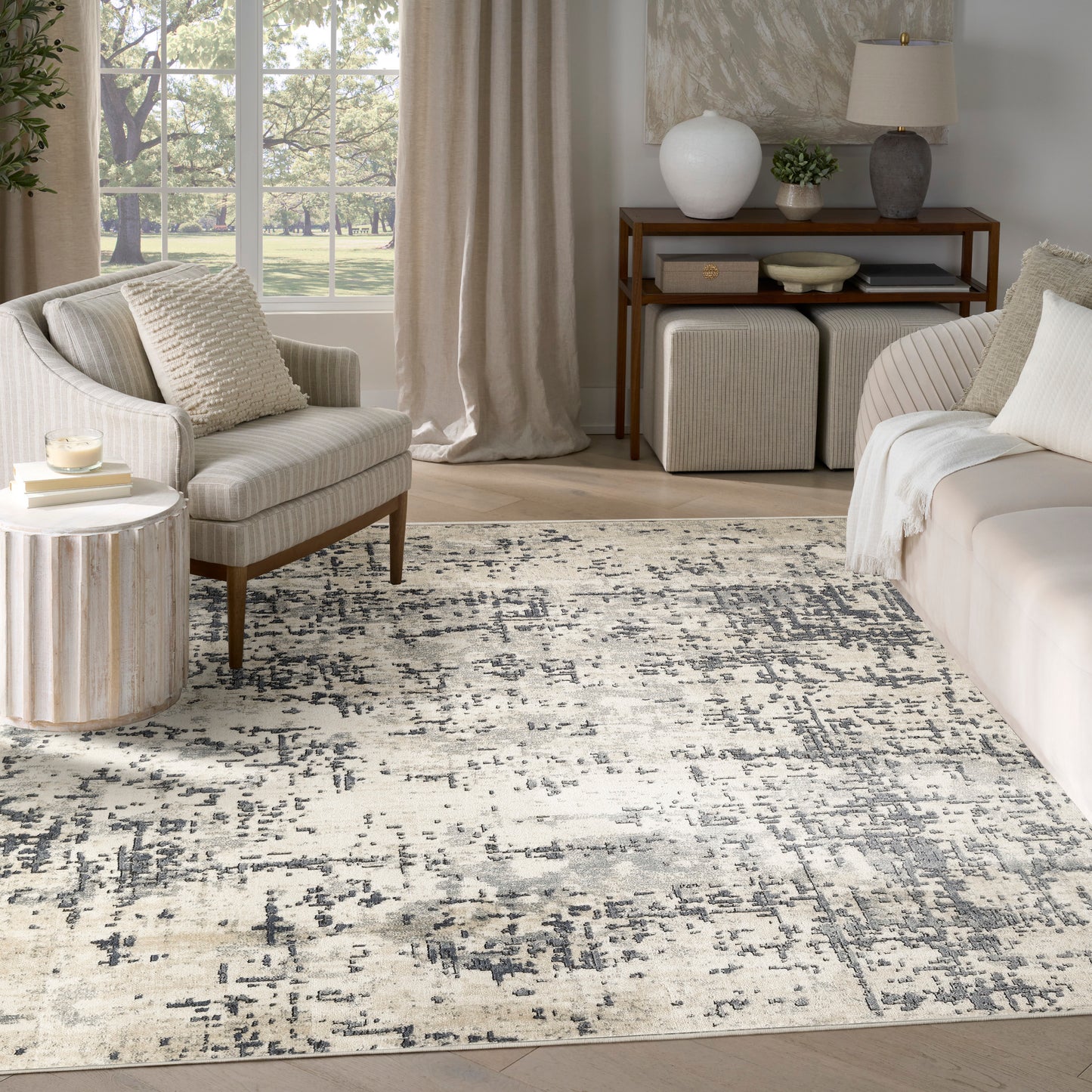 Nourison Home Quarry  Ivory Grey  Contemporary