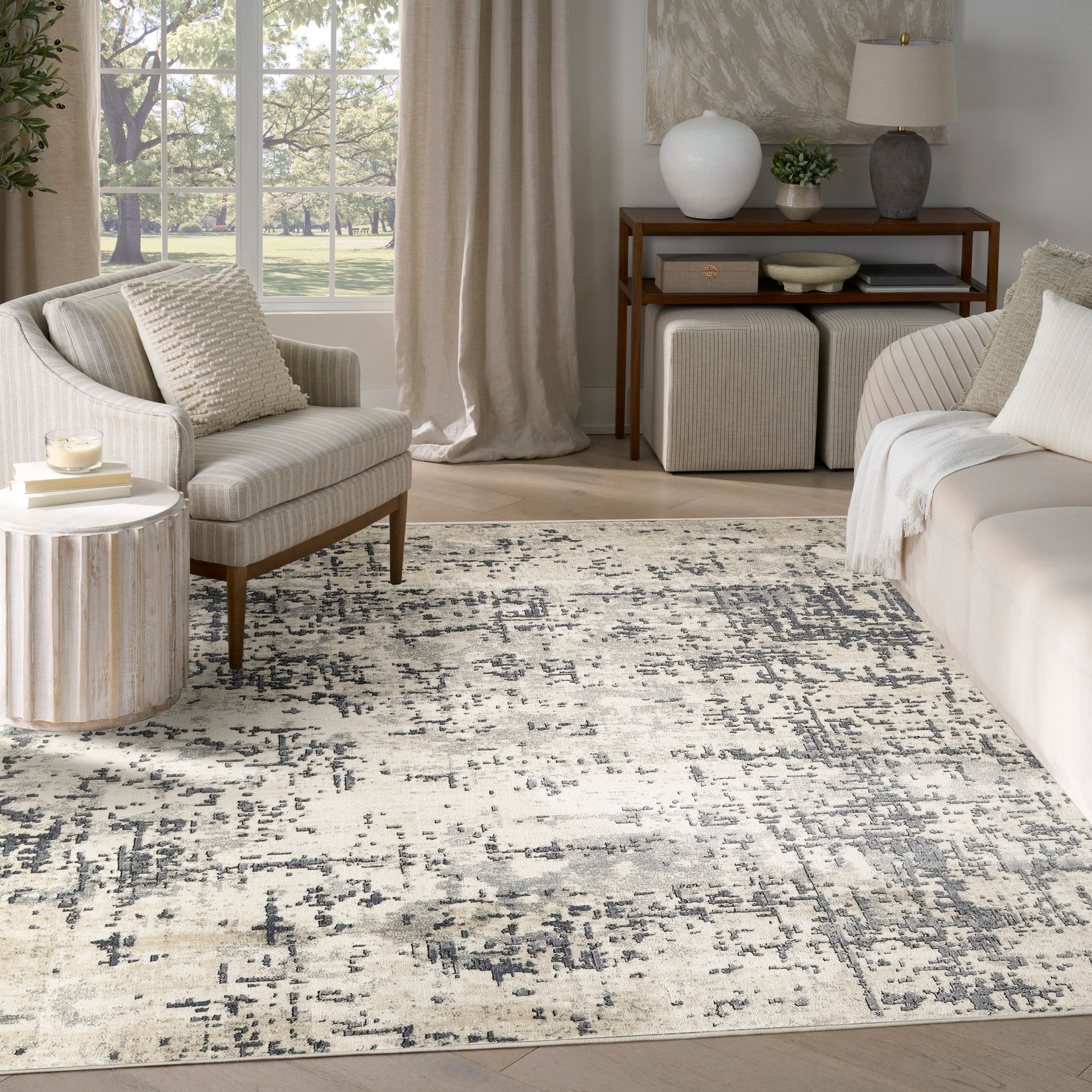 Nourison Home Quarry  Ivory Grey  Contemporary