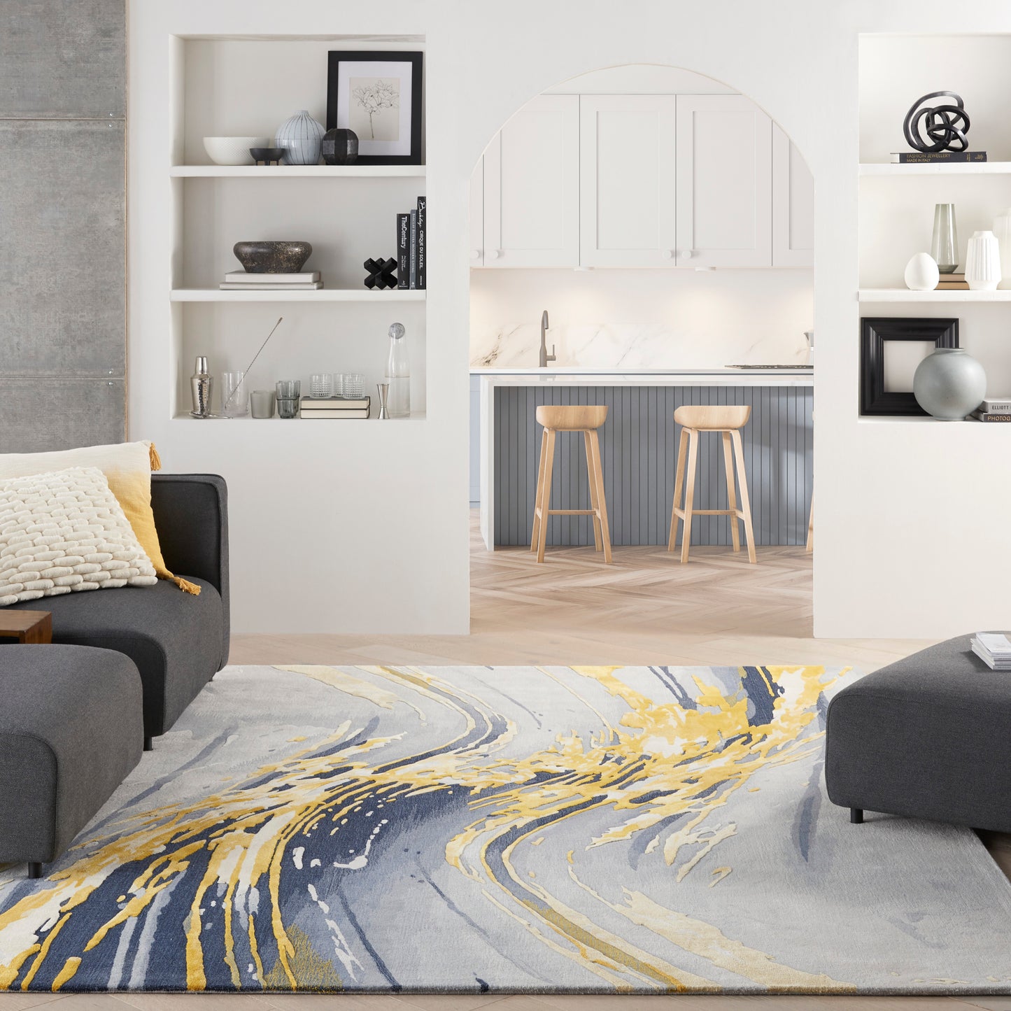 Nourison Home Prismatic  Grey Gold  Contemporary