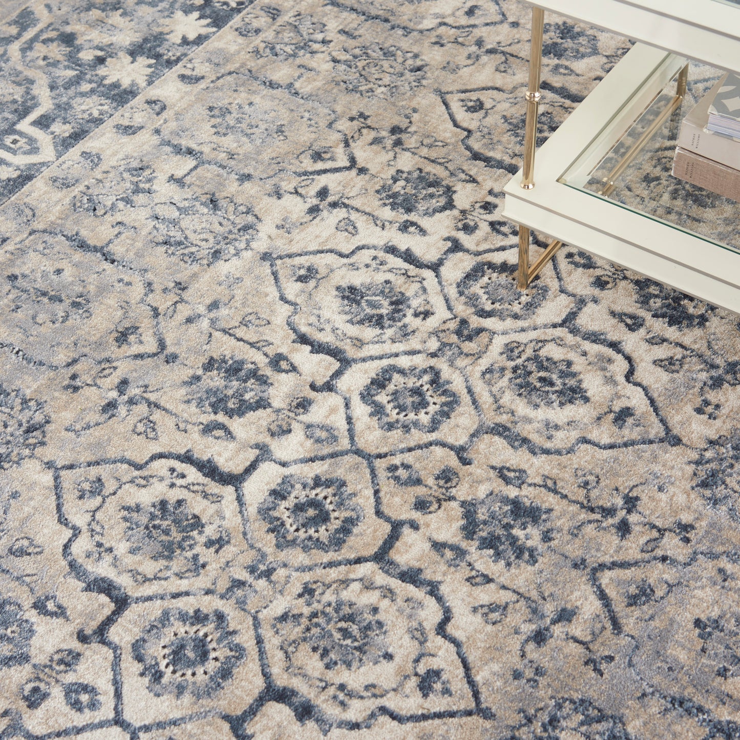 Nourison Home Malta  Ivory Blue  Traditional