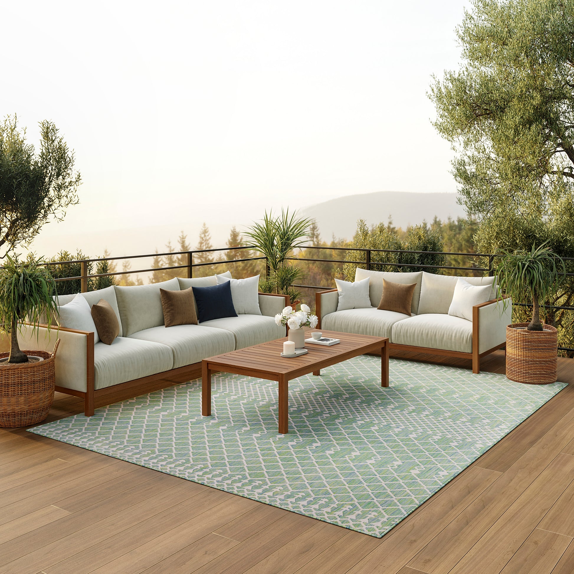 Nourison Home Positano  Blue Green  Contemporary