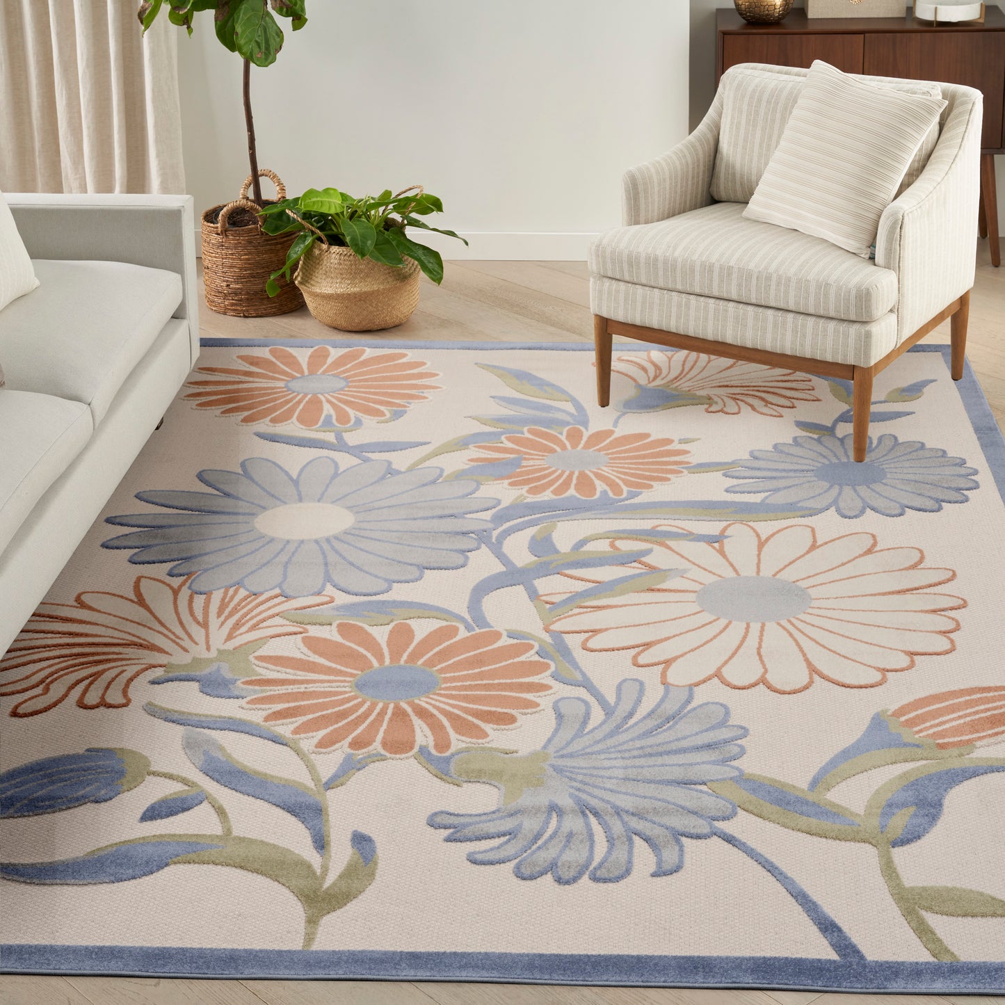 Nourison Home Aloha  Beige Multicolor  Contemporary