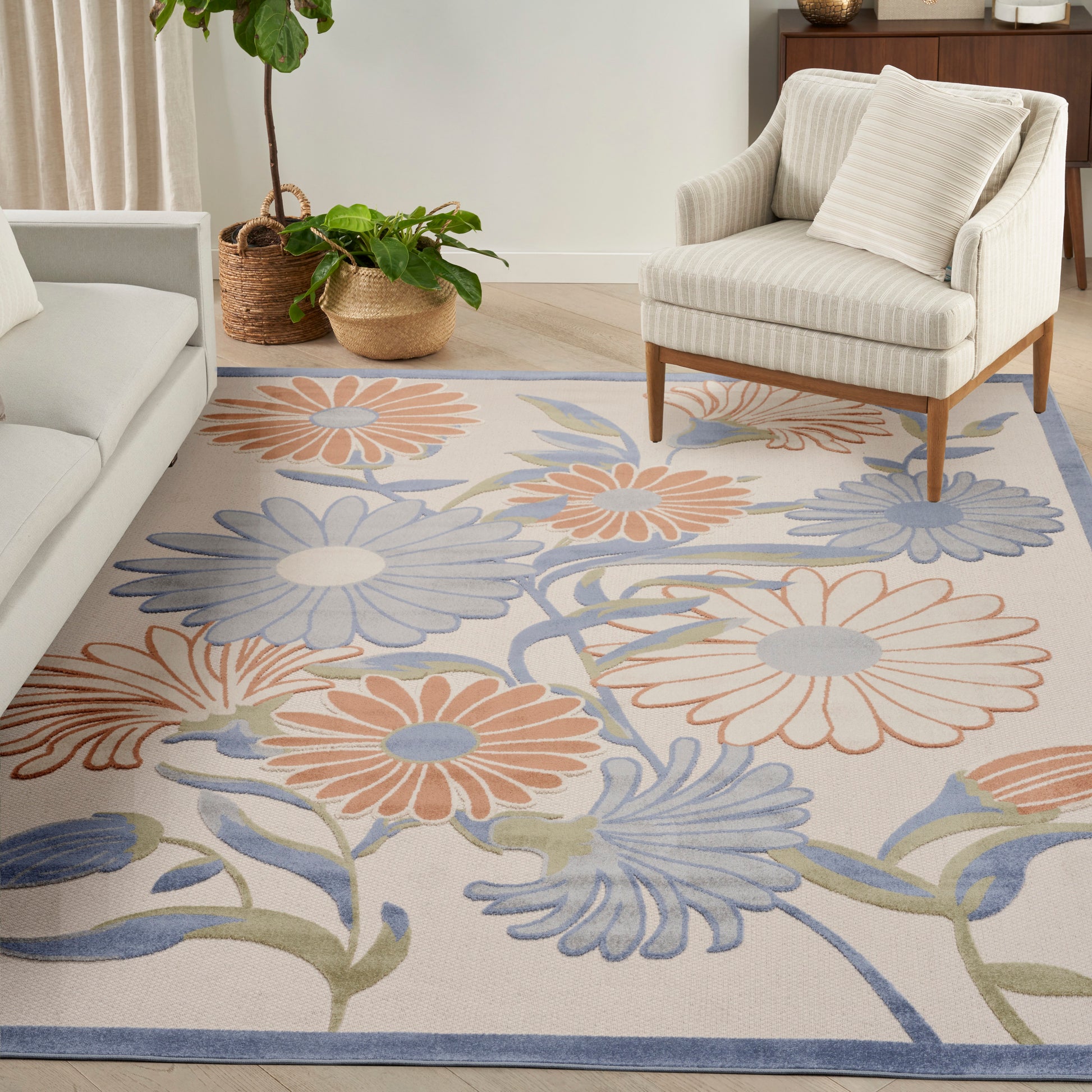 Nourison Home Aloha  Beige Multicolor  Contemporary