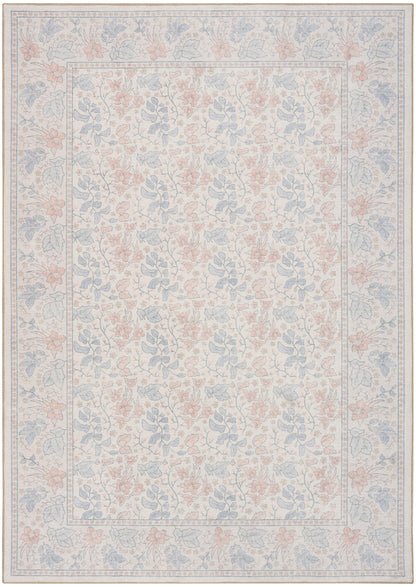 Nourison Home Botanical Washables BOT03 Ivory Multicolor Contemporary Machine Woven Rug