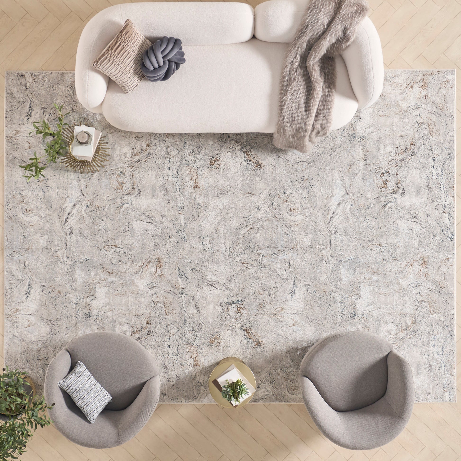 Nourison Home Glitz  Grey Multicolor  Contemporary