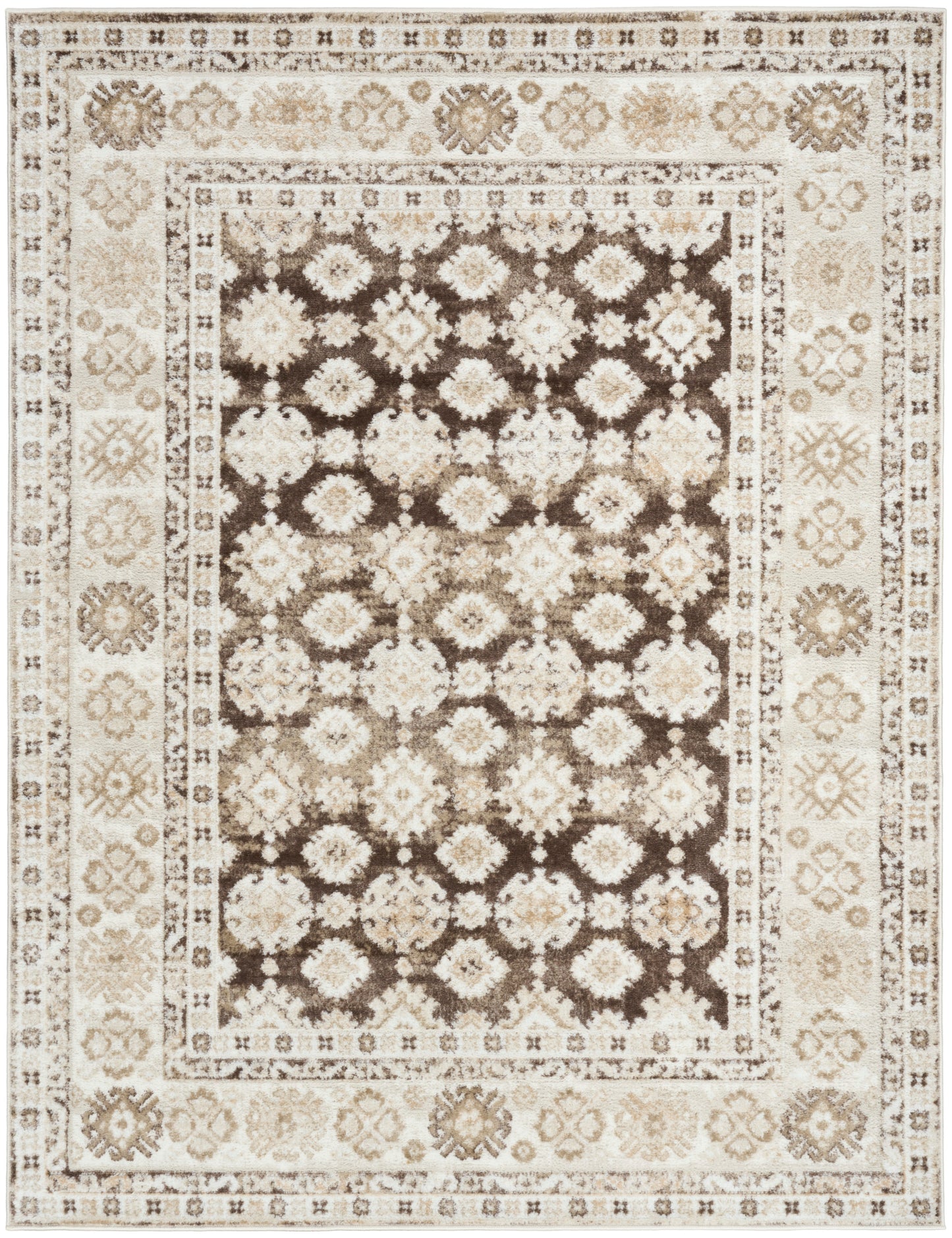 Nourison Home Dekor DEK02 Ivory Brown Traditional Machine Woven Rug