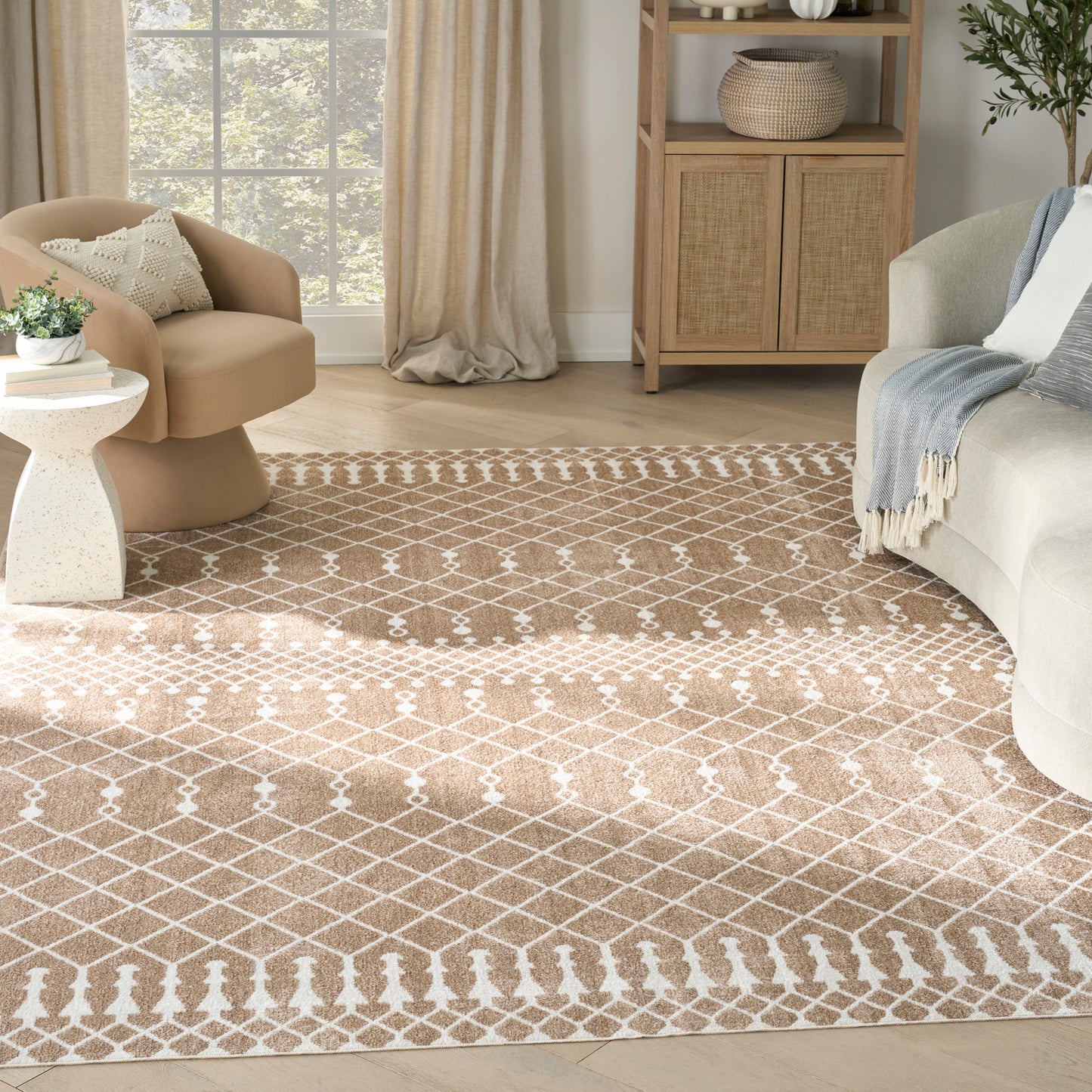 Nourison Home Astra Machine Washable  Taupe  Transitional