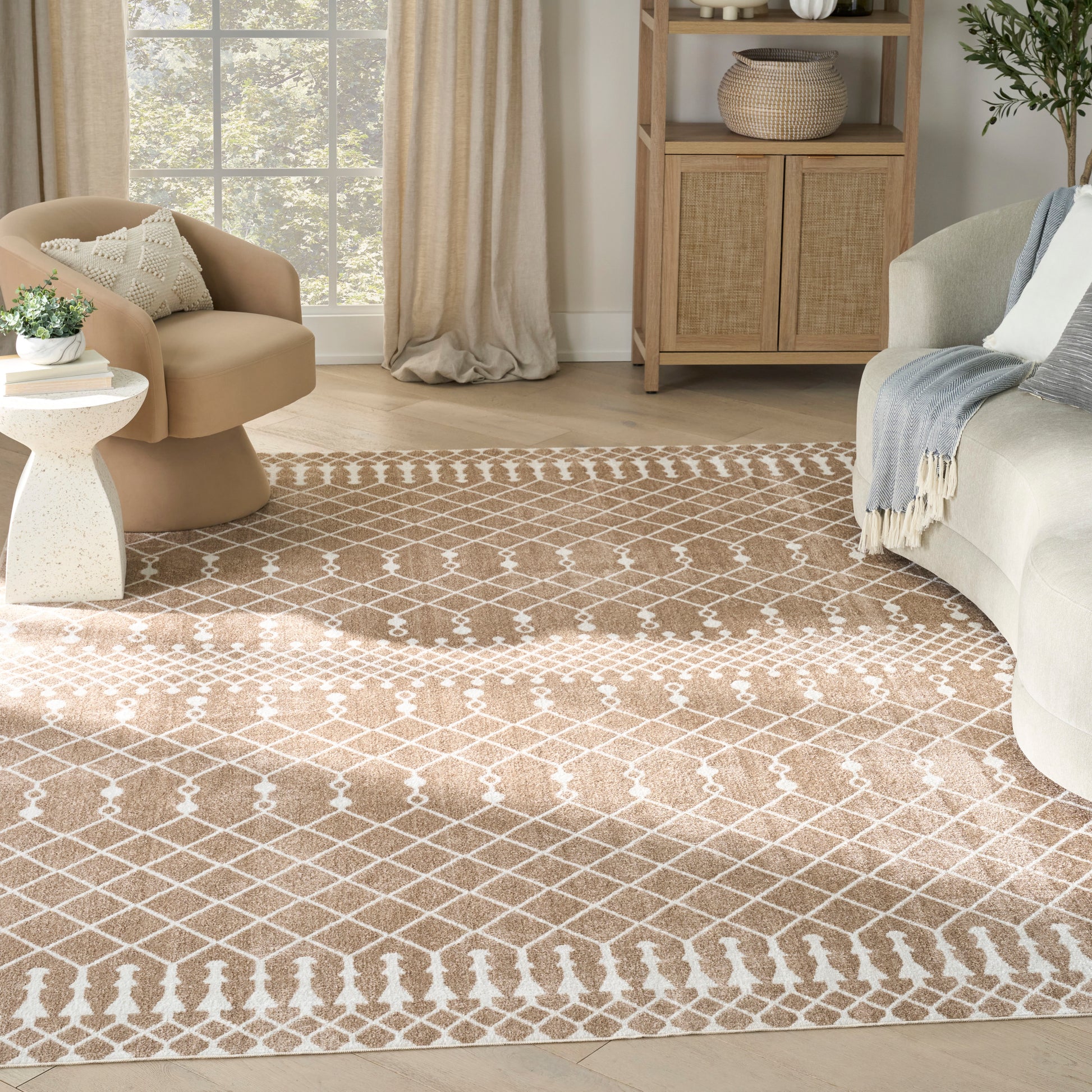 Nourison Home Astra Machine Washable  Taupe  Transitional