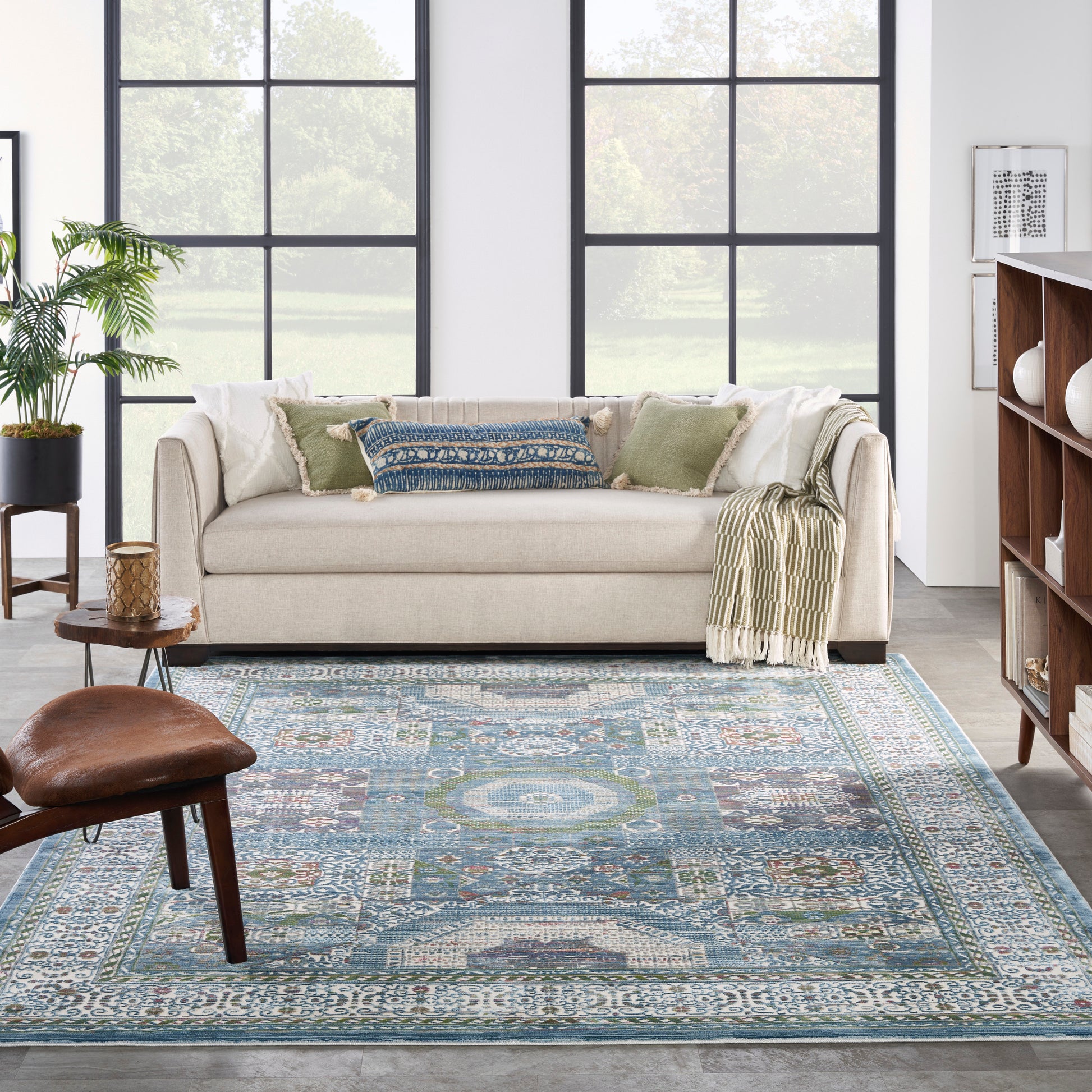 Nourison Home Ankara Global  Ivory Light Blue  Transitional