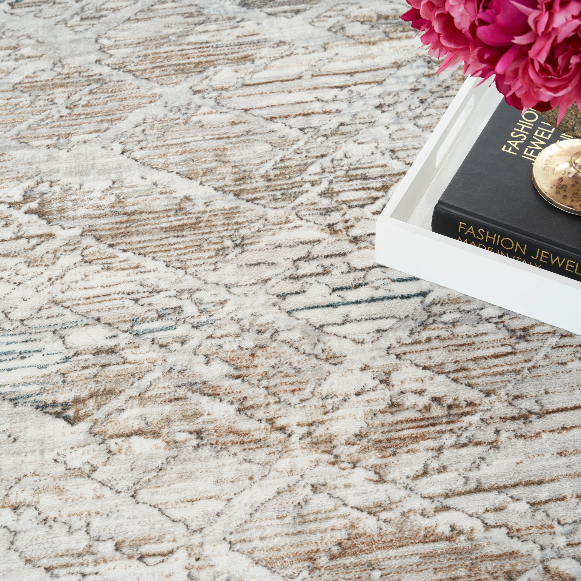 Nourison Home Glitz  Grey Multicolor  Contemporary