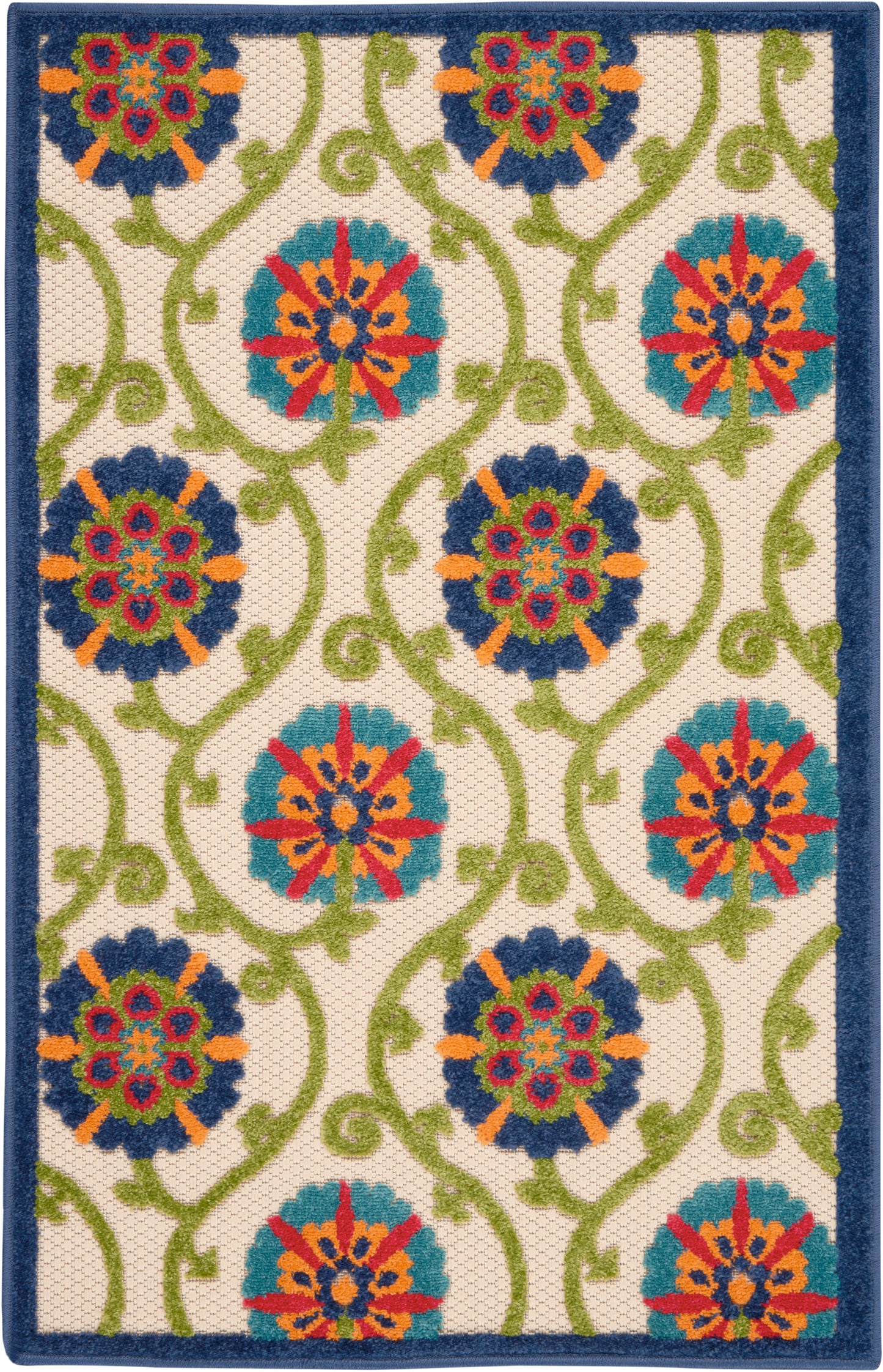 Nourison Home Aloha ALH19 Blue Multicolor Contemporary Power-loomed Rugs
