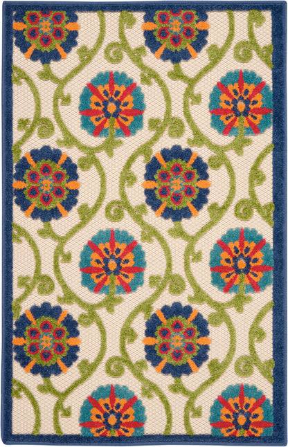 Nourison Home Aloha ALH19 Blue Multicolor Contemporary Power-loomed Rugs