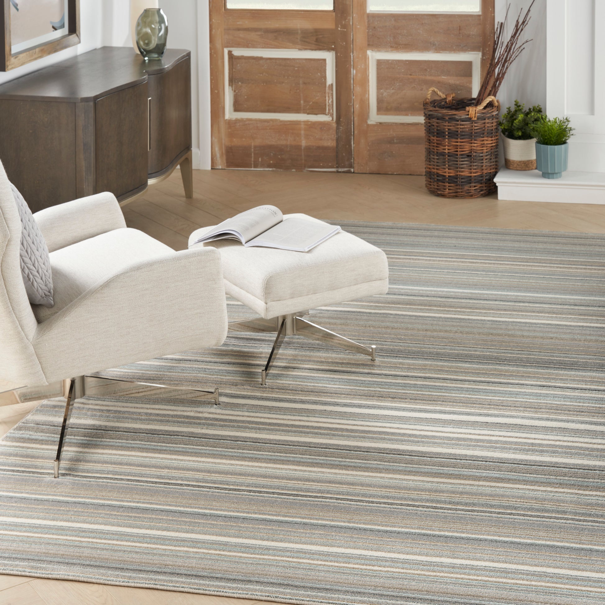 Nourison Home Marmara  Grey Ivory Teal  Contemporary