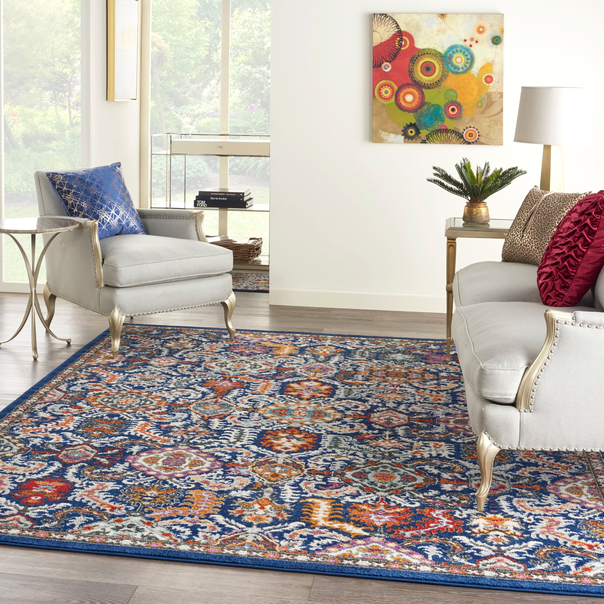 Nourison Home Passion  Blue Multicolor  Transitional