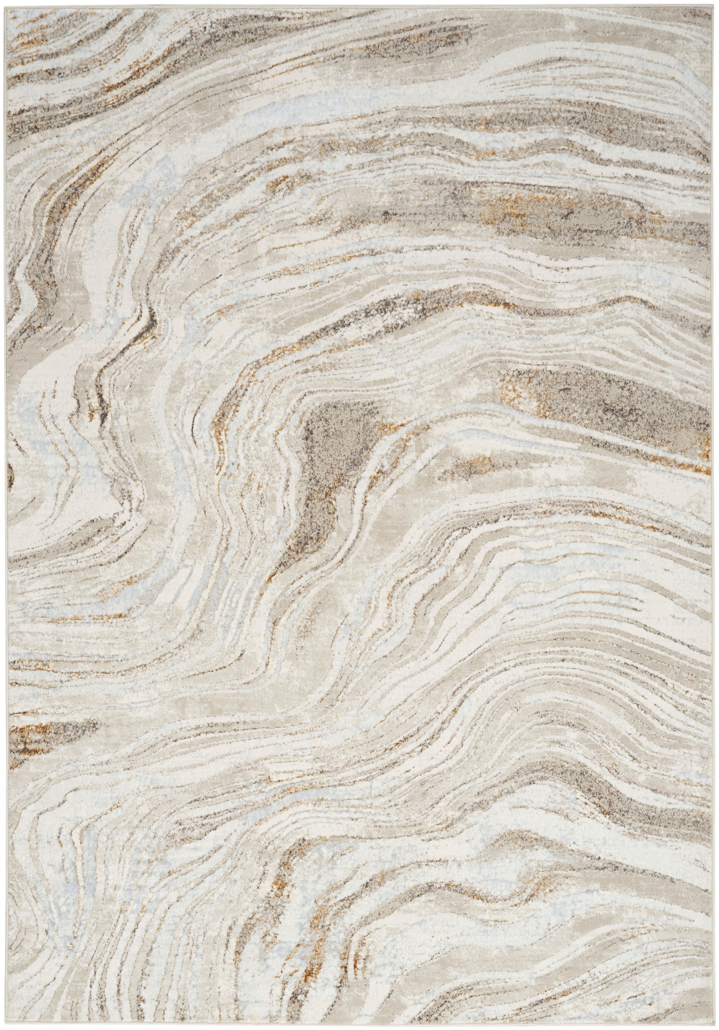 Nourison Home Glitz GLZ22 Grey Gold Contemporary Power-loomed Rug