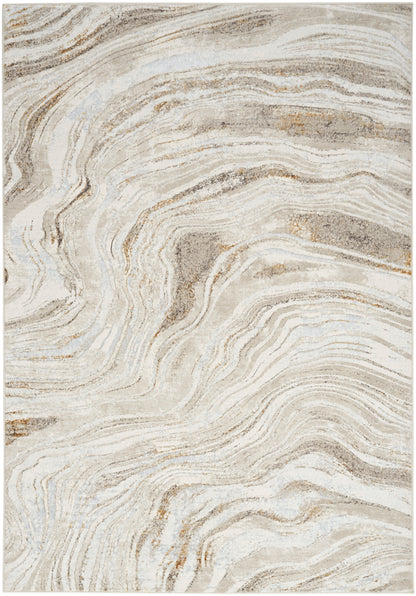 Nourison Home Glitz GLZ22 Grey Gold Contemporary Power-loomed Rug