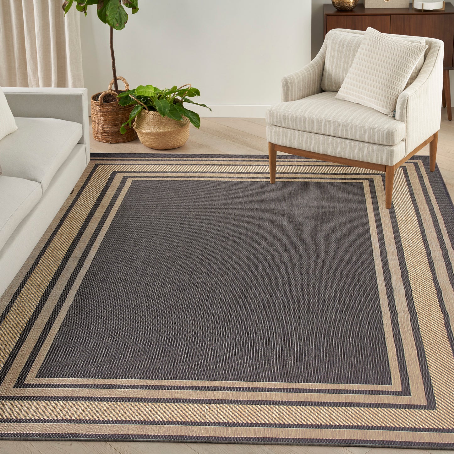Nourison Home Horizon Indoor/Outdoor  Charcoal  Contemporary