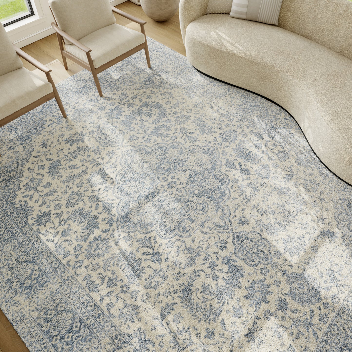 Nourison Home Azalea  Ivory Blue  Traditional
