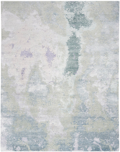 Nourison Home Silk Shadows SHA22 Blue Green Contemporary Knotted Rug