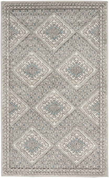 Nourison Home Quarry QUA16 Grey Ivory Blue Contemporary Power-loomed Rugs