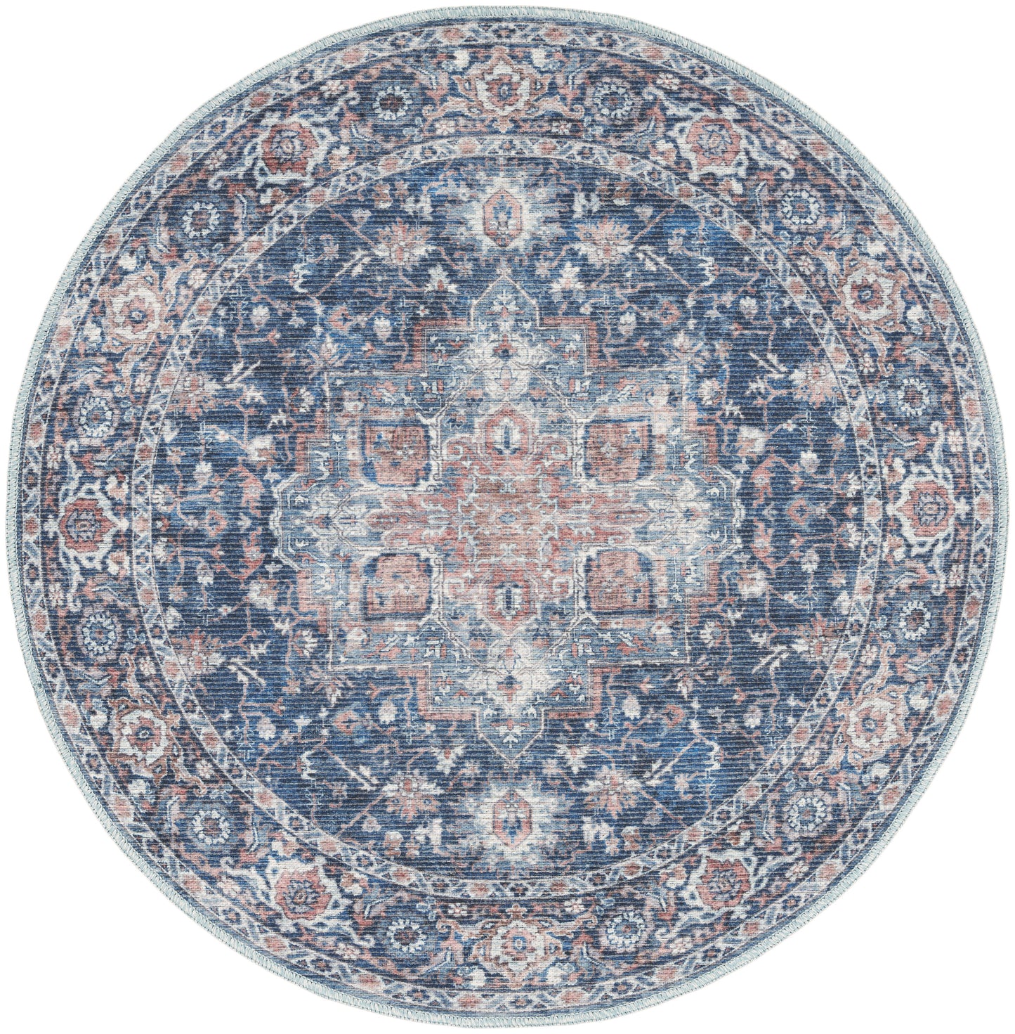 Nourison Home New Concept Washables SR101 Ivory Navy Traditional Machine Woven Rug