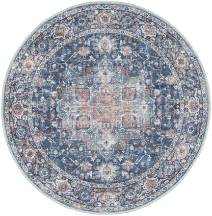 Nourison Home New Concept Washables SR101 Ivory Navy Traditional Machine Woven Rug