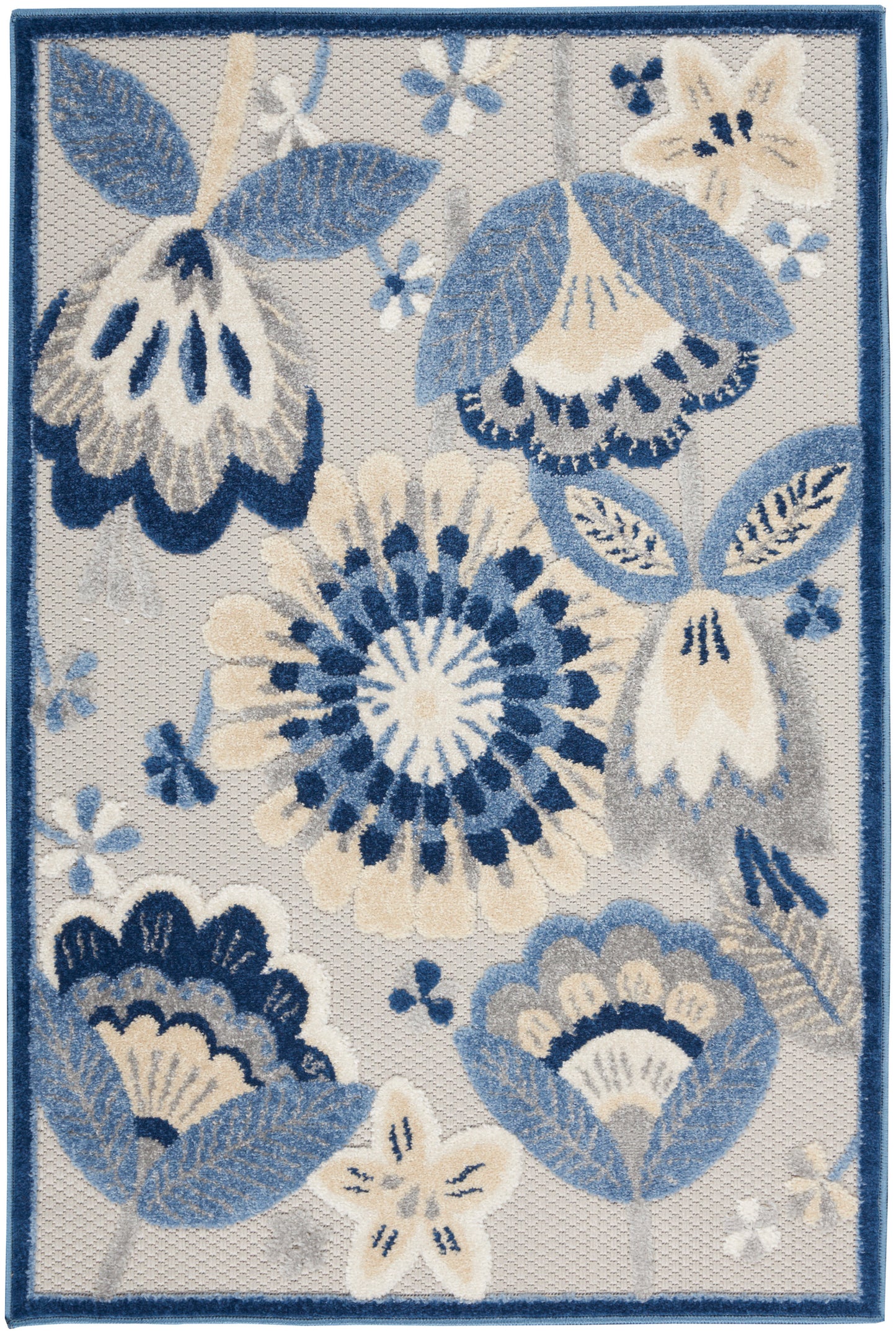 Nourison Home Aloha ALH25 Blue Grey Contemporary Power-loomed Rugs