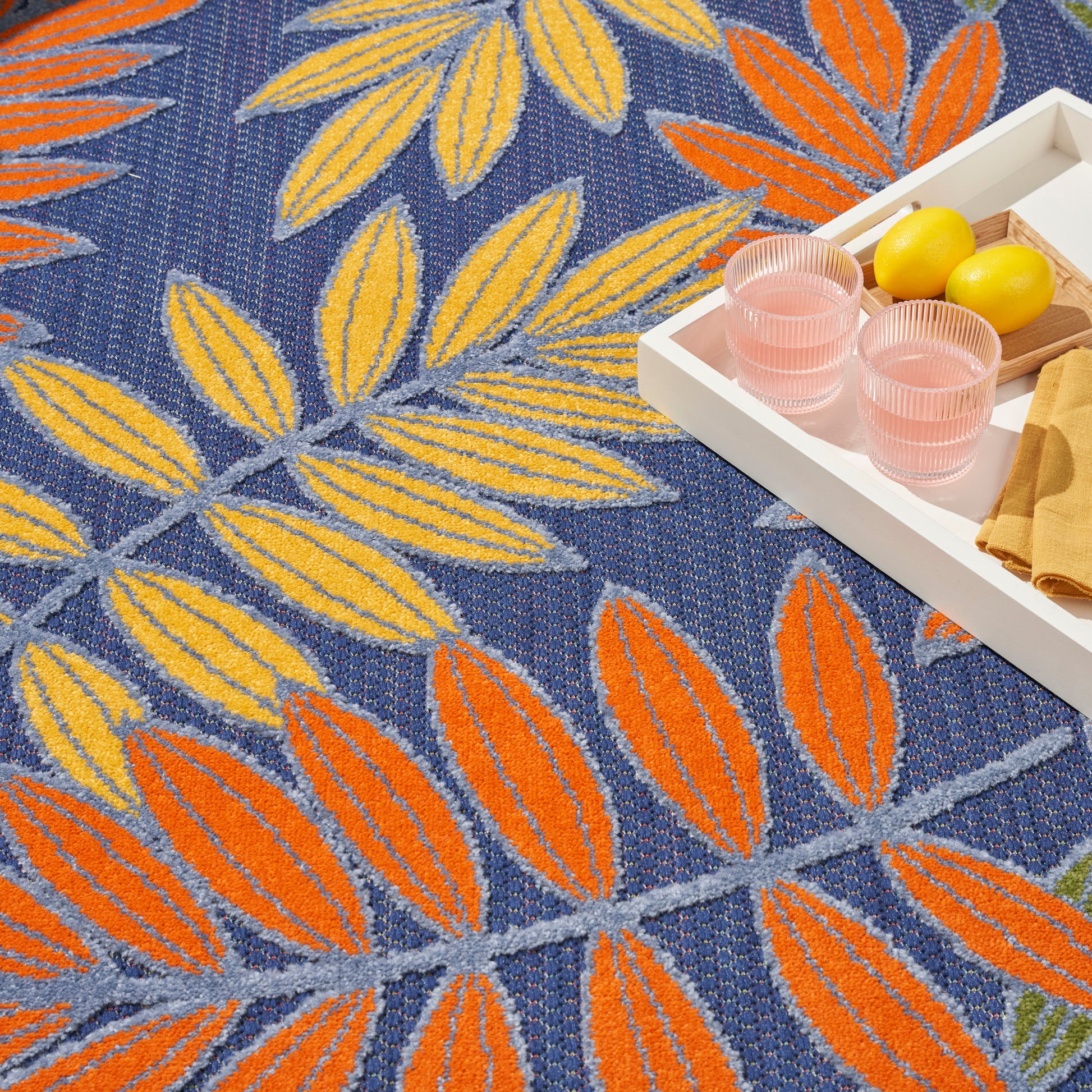 Nourison Home Aloha  Navy Multicolor  Contemporary