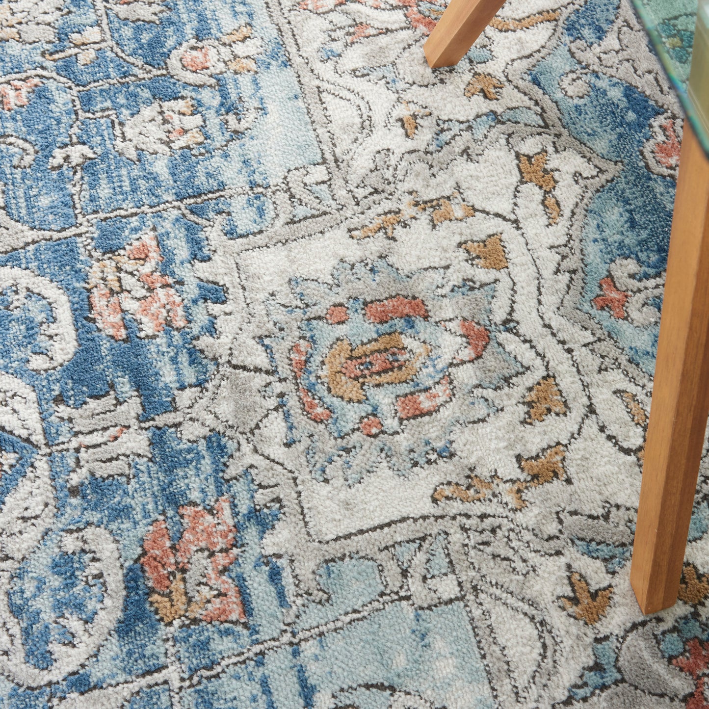 Nourison Home Quarry  Ivory Blue  Traditional