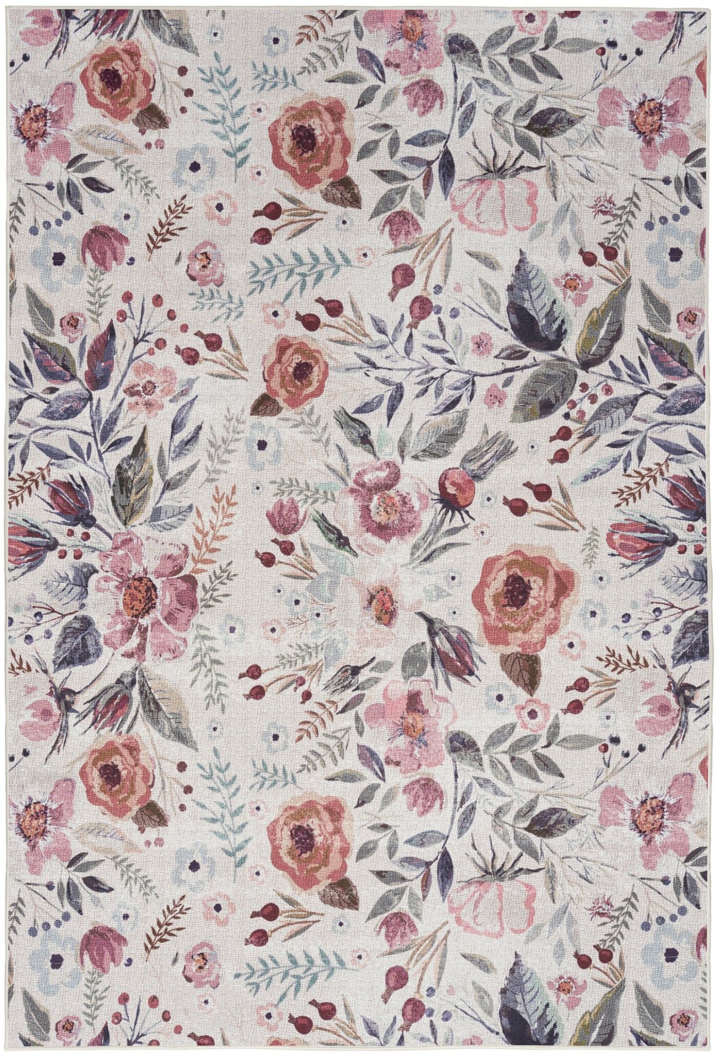 Nourison Home Nourison Washables NWB01 Ivory Pink Traditional Power-loomed Rug