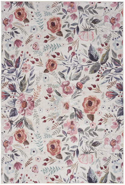 Nourison Home Nourison Washables NWB01 Ivory Pink Traditional Power-loomed Rug