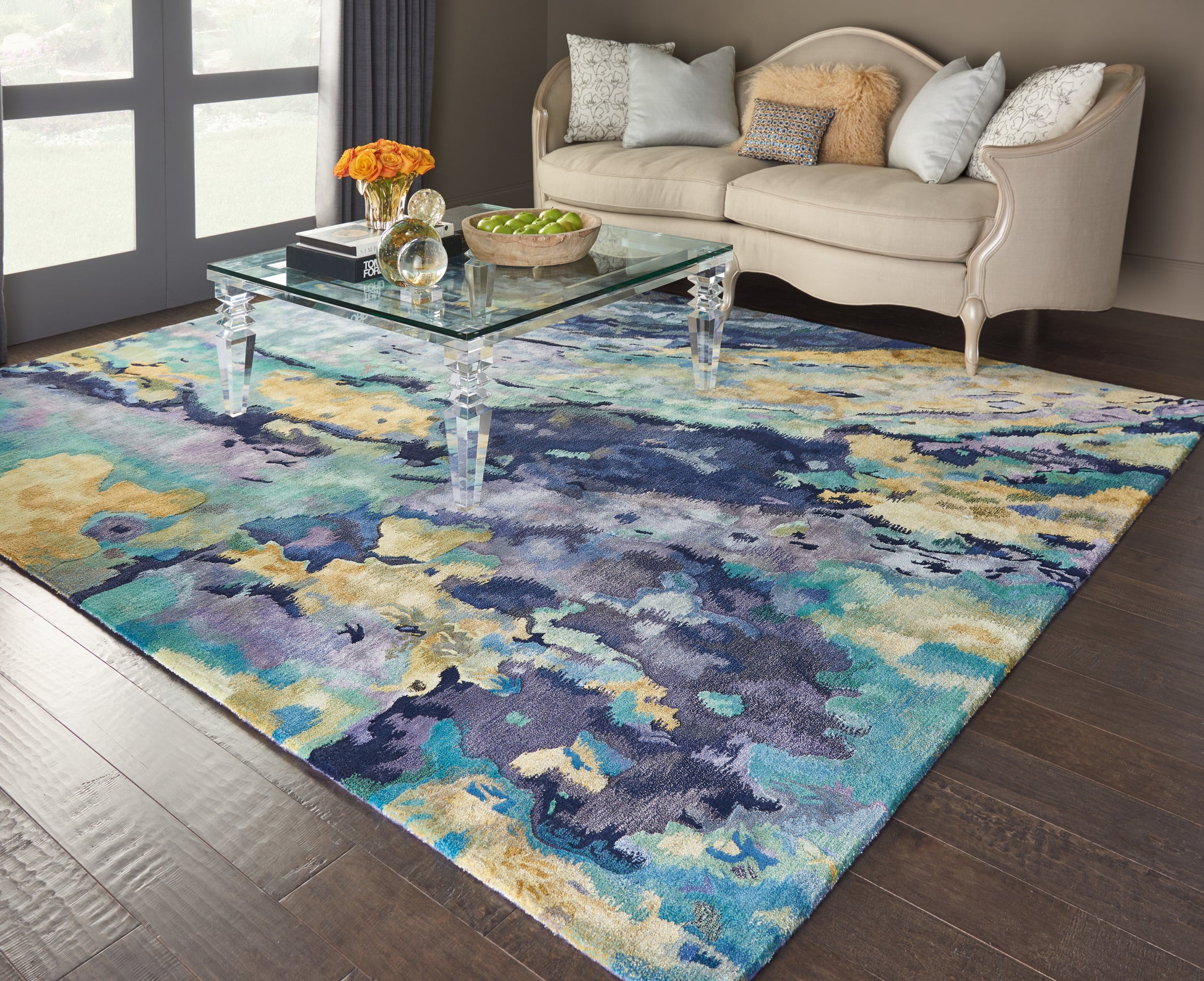 Nourison Home Prismatic  Silver Blue  Contemporary