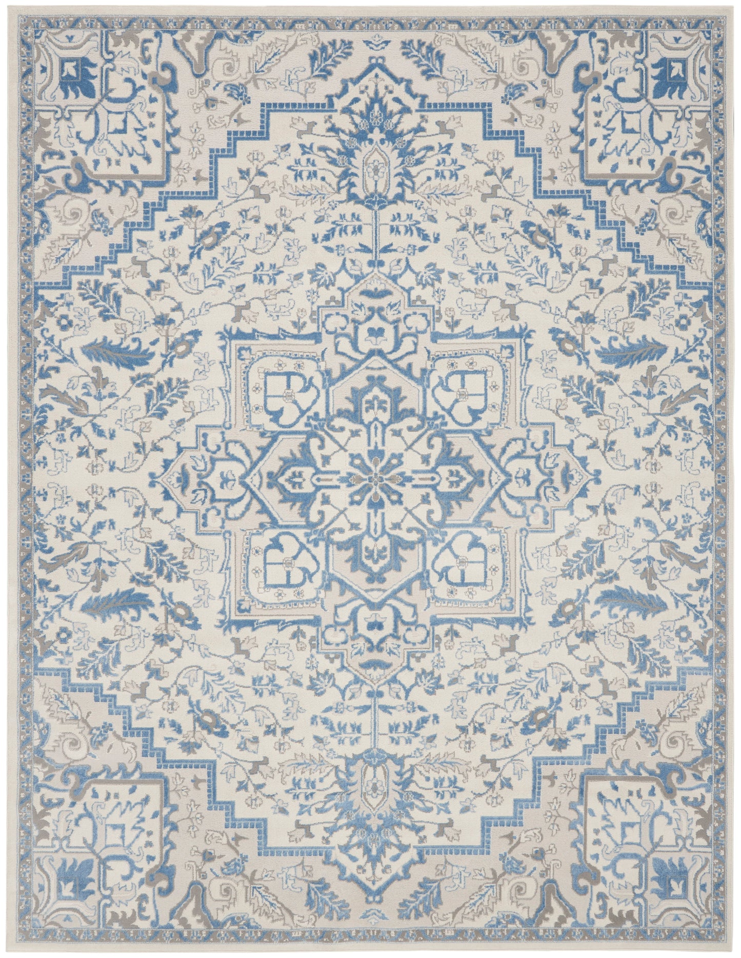 Nourison Home Elation ETN10 Ivory Blue Traditional Power-loomed Rug