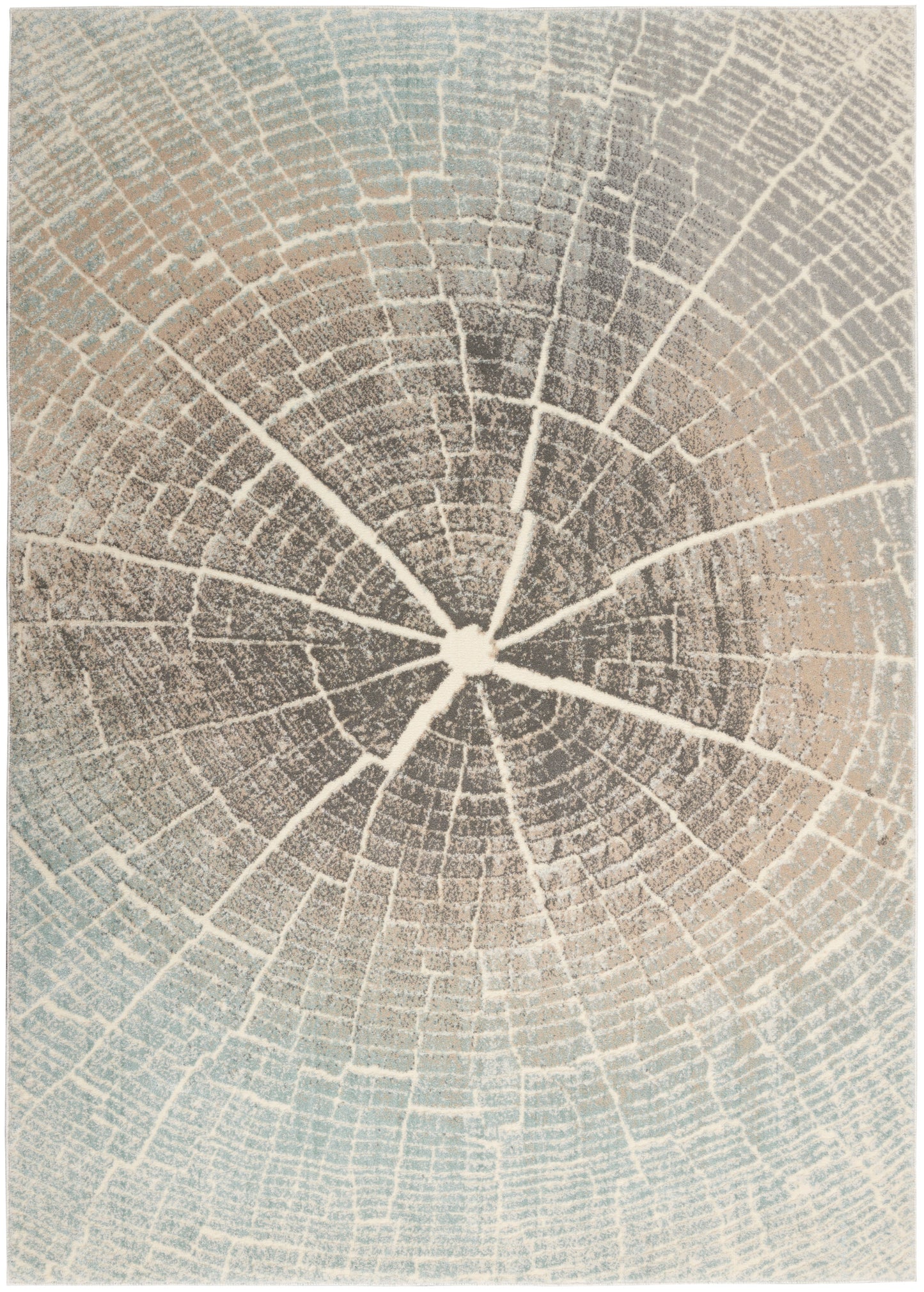 Nourison Home Marmara MRA06 Teal Grey Ivory Contemporary Power-loomed Rug