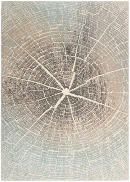 Nourison Home Marmara MRA06 Teal Grey Ivory Contemporary Power-loomed Rug