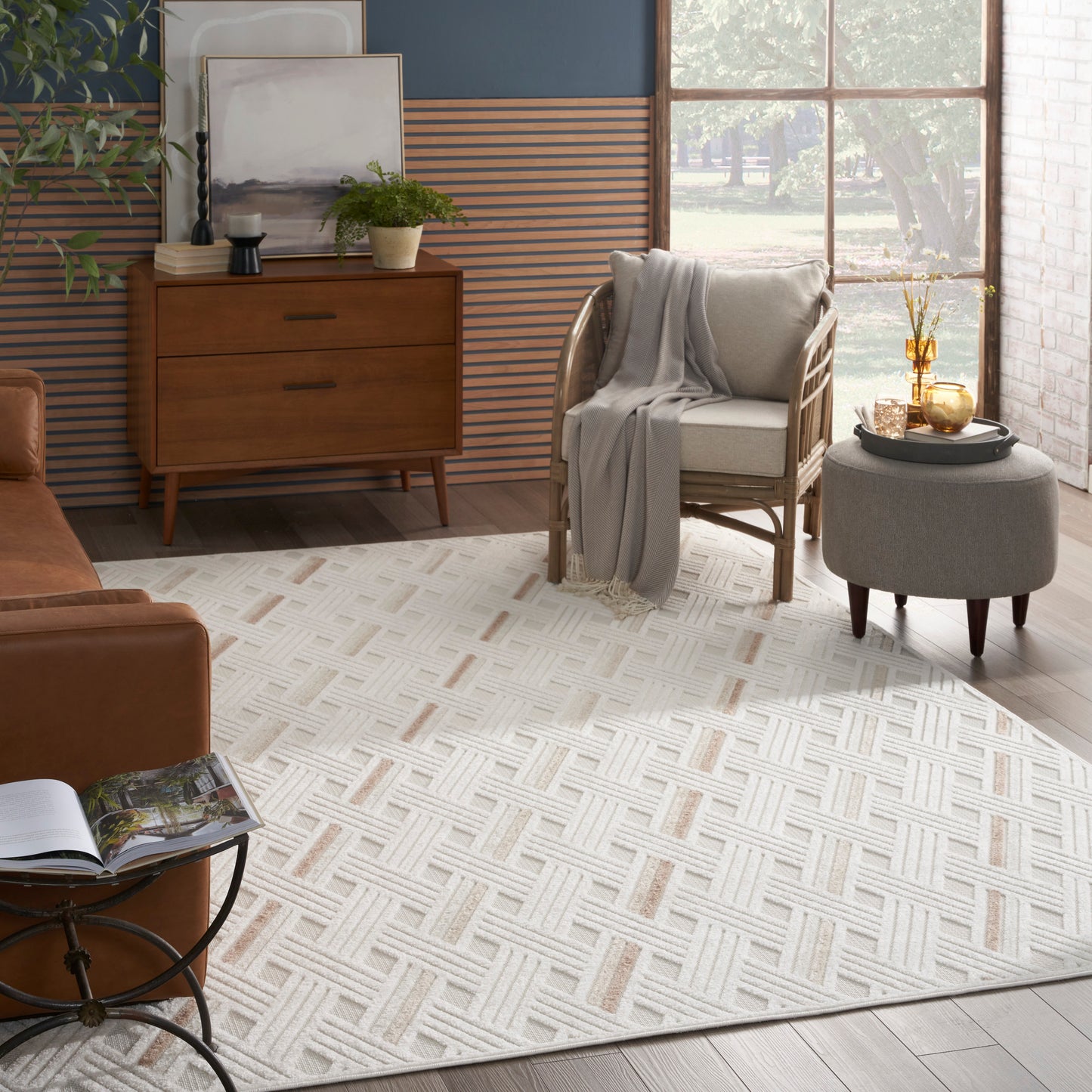 Nourison Home Care Free  Ivory Beige  Contemporary