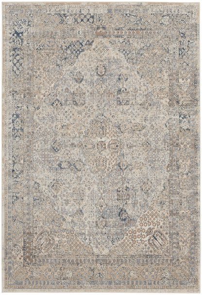 Nourison Home Malta MAI01 Ivory Blue Traditional Power-loomed Rug