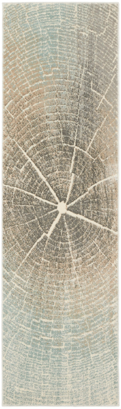 Nourison Home Marmara MRA06 Teal Grey Ivory Contemporary Power-loomed Rug