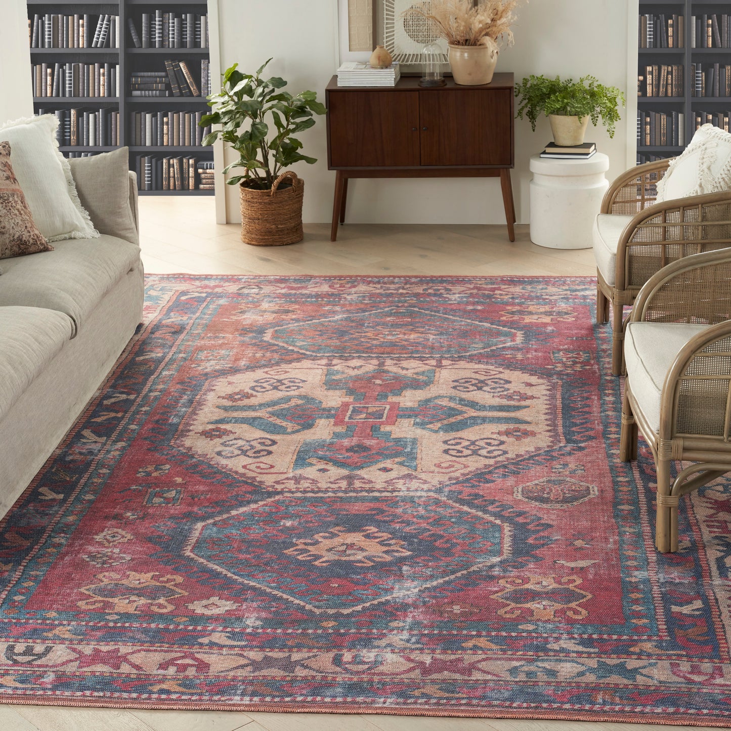 Nourison Home New Concept Washables  Red Navy  Traditional