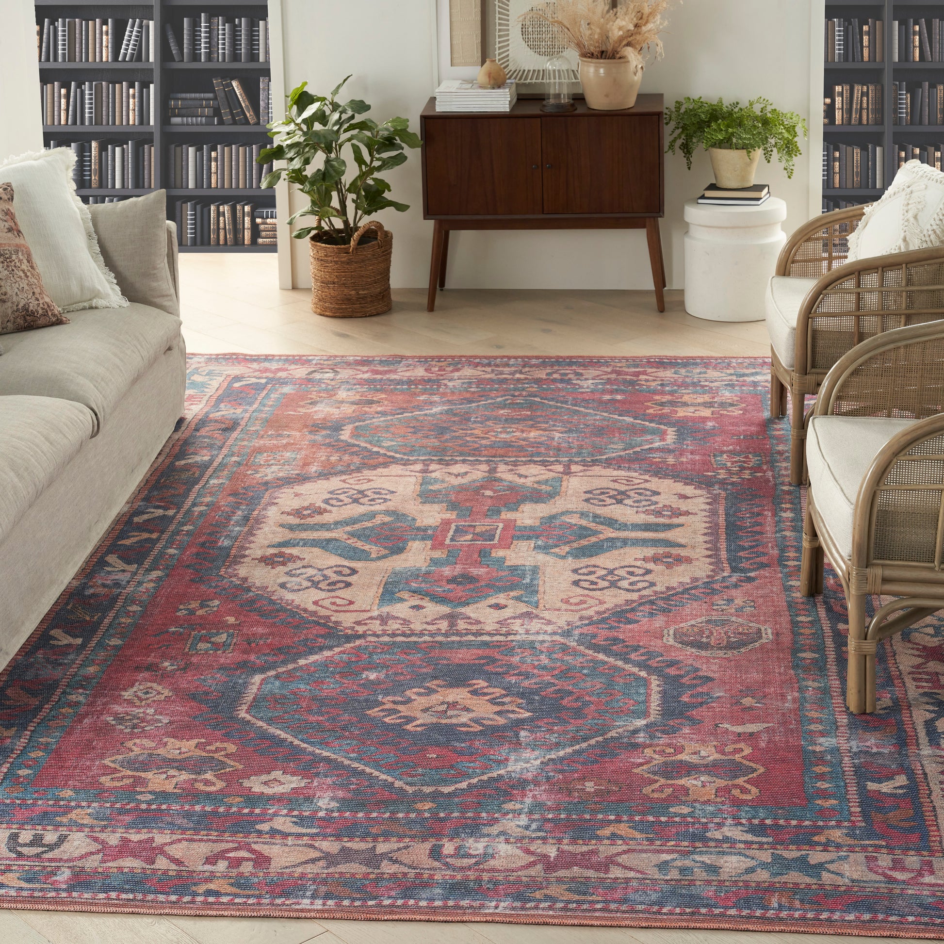 Nourison Home New Concept Washables  Red Navy  Traditional