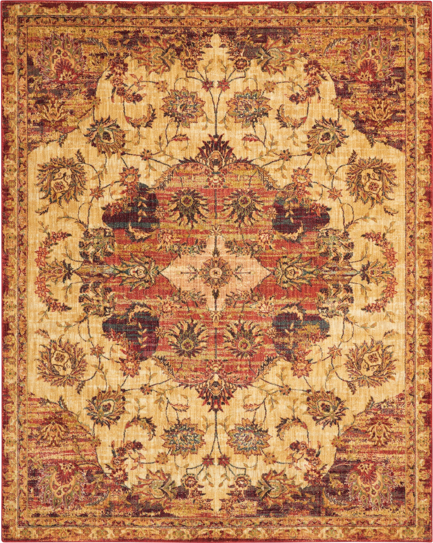 Nourison Home Jewel  Cream Red  Traditional
