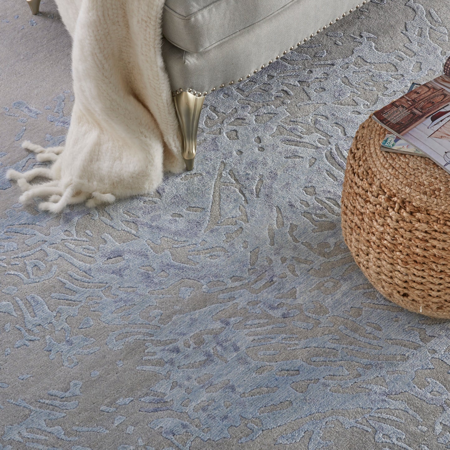 Nourison Home Silk Shadows  Grey Blue  Contemporary