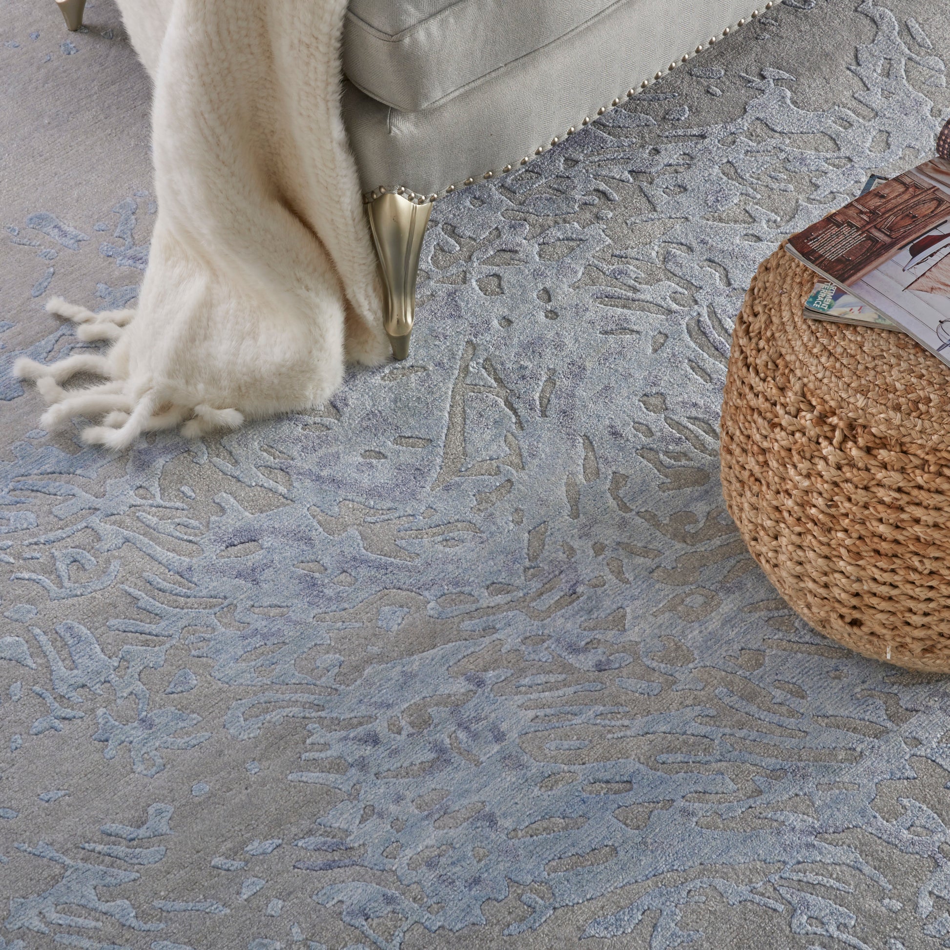 Nourison Home Silk Shadows  Grey Blue  Contemporary