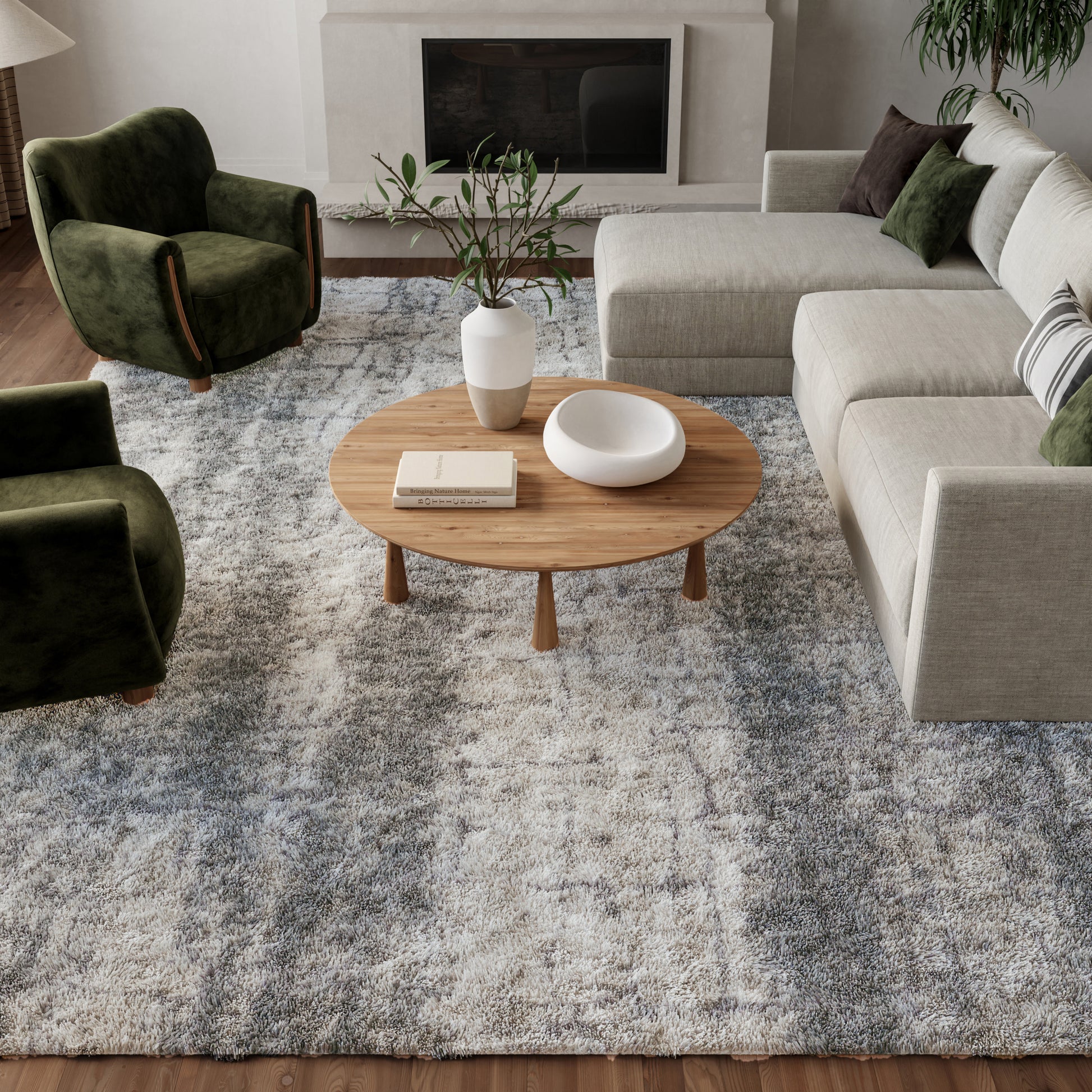 Nourison Home Dreamy Shag  Ivory Charcoal  Contemporary