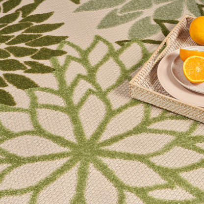 Nourison Home Aloha  Ivory Green  Contemporary