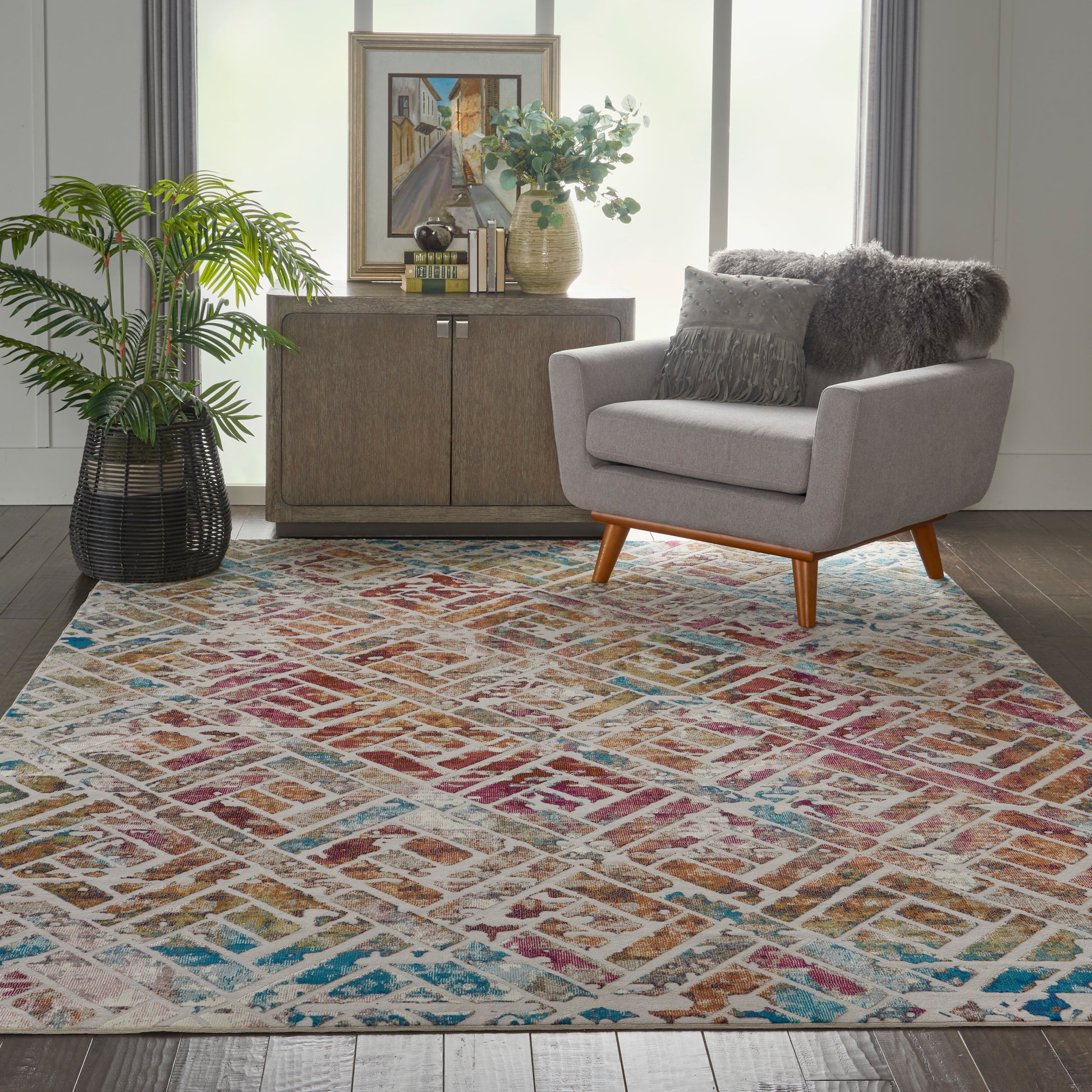 Nourison Home Radiant  Grey Multicolor  Transitional