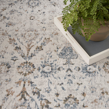 Nourison Home Astra Machine Washable  Ivory Blue  Traditional